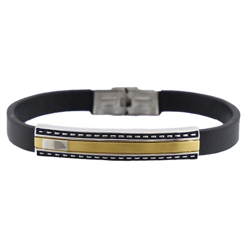 دستبند چرم استیل مردانه لیکوپر اورجینال